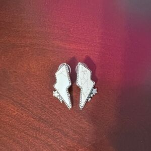 Faux White Lightning Bolt Earrings